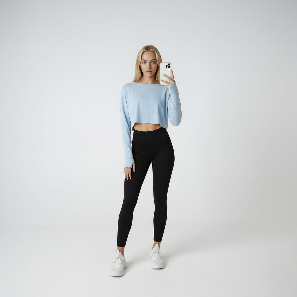 modal softest crop tshirt in sky blue