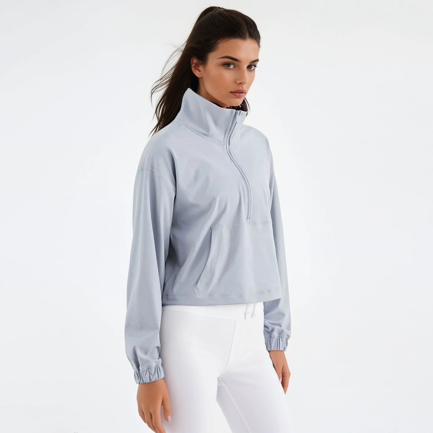 High-Collar Half Zip Jacket