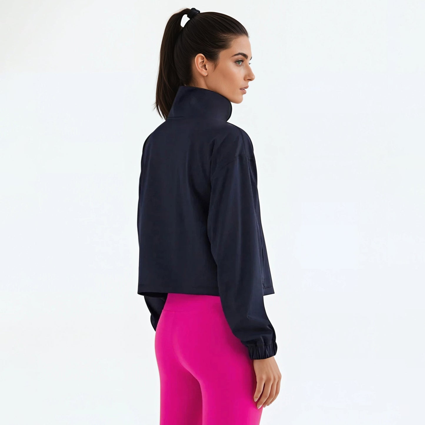 High-Collar Half Zip Jacket