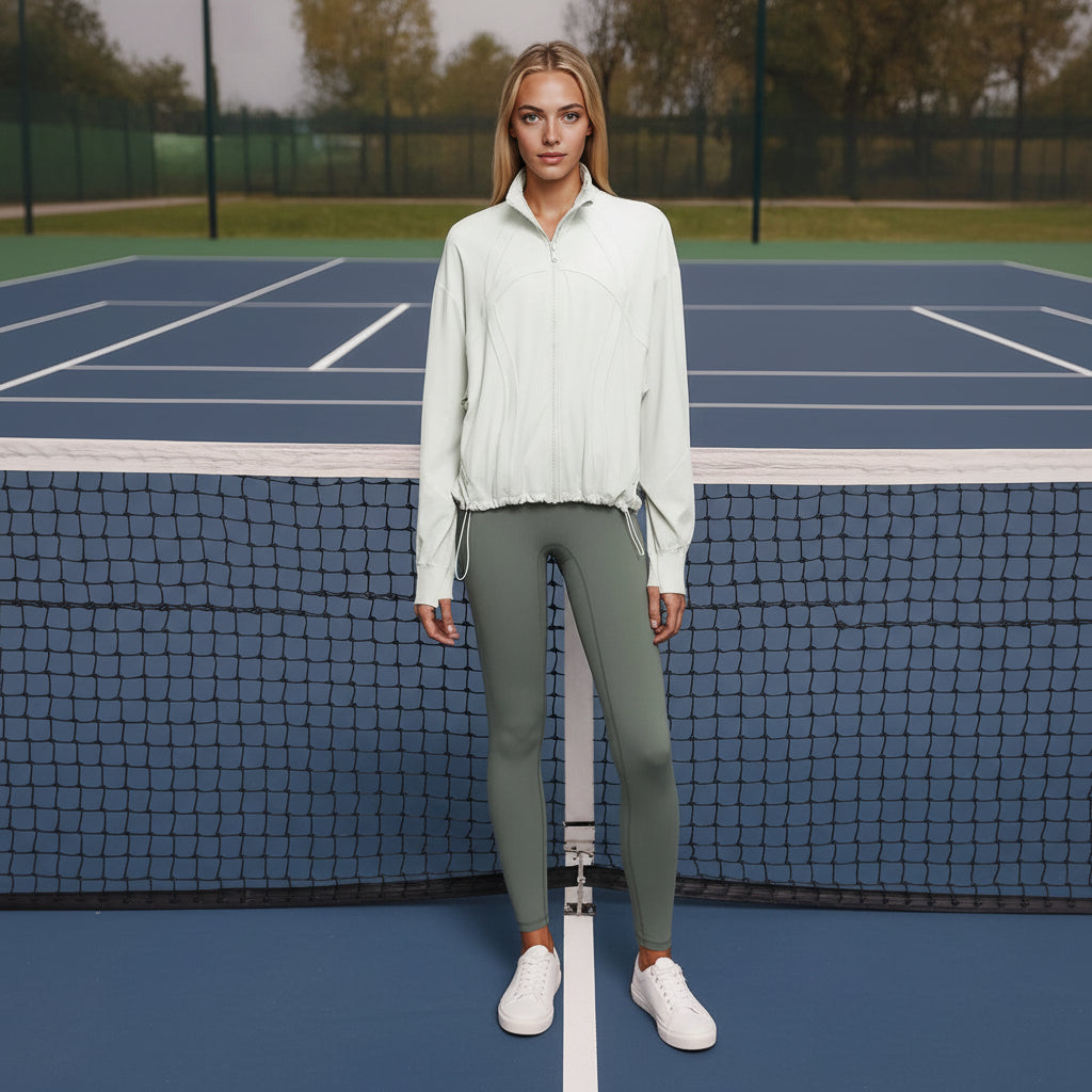 Full Zip Lightweight Drawstring Jacket