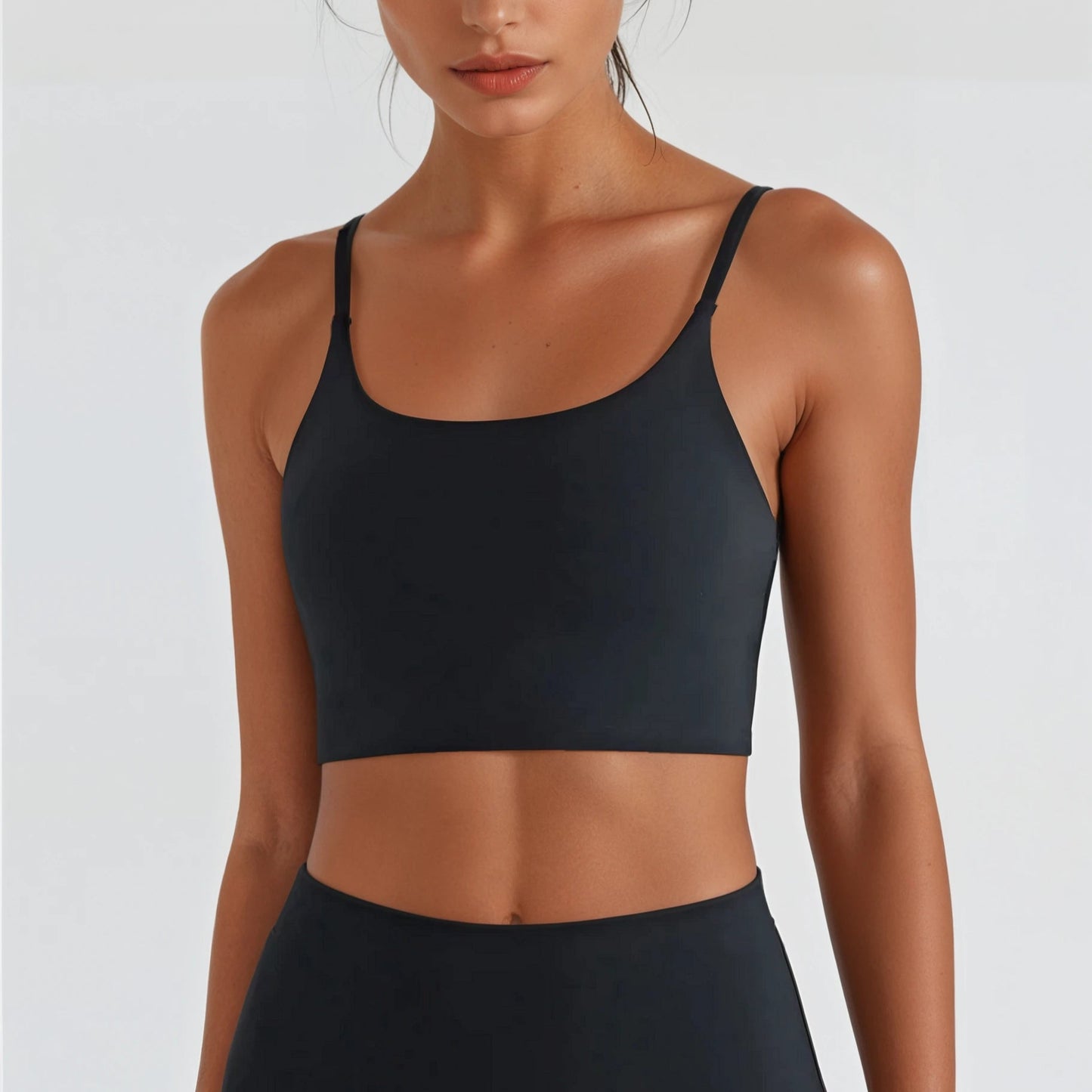 elea spaghetti strap crop top black