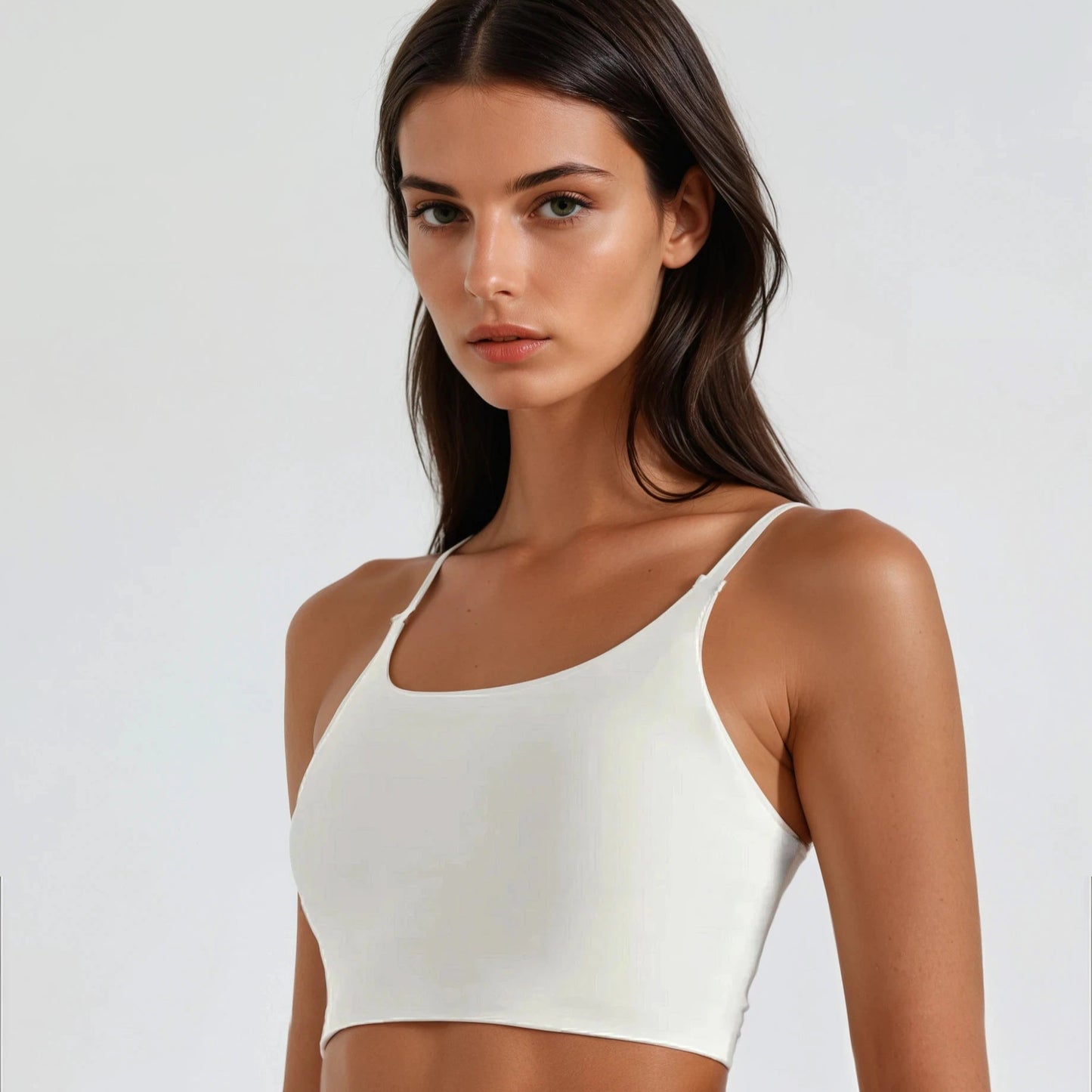 elea spaghetti strap crop top ivory