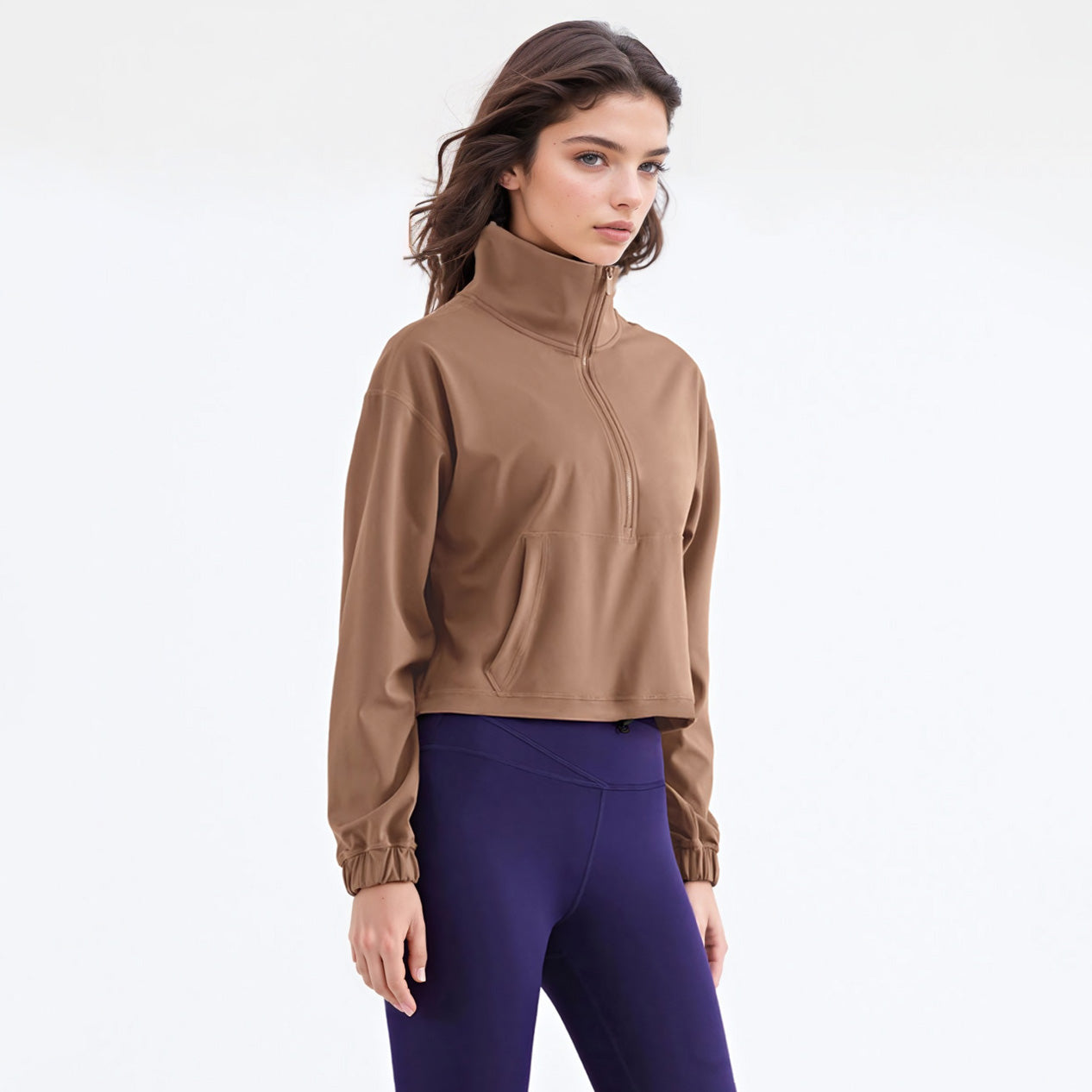 High-Collar Half Zip Jacket