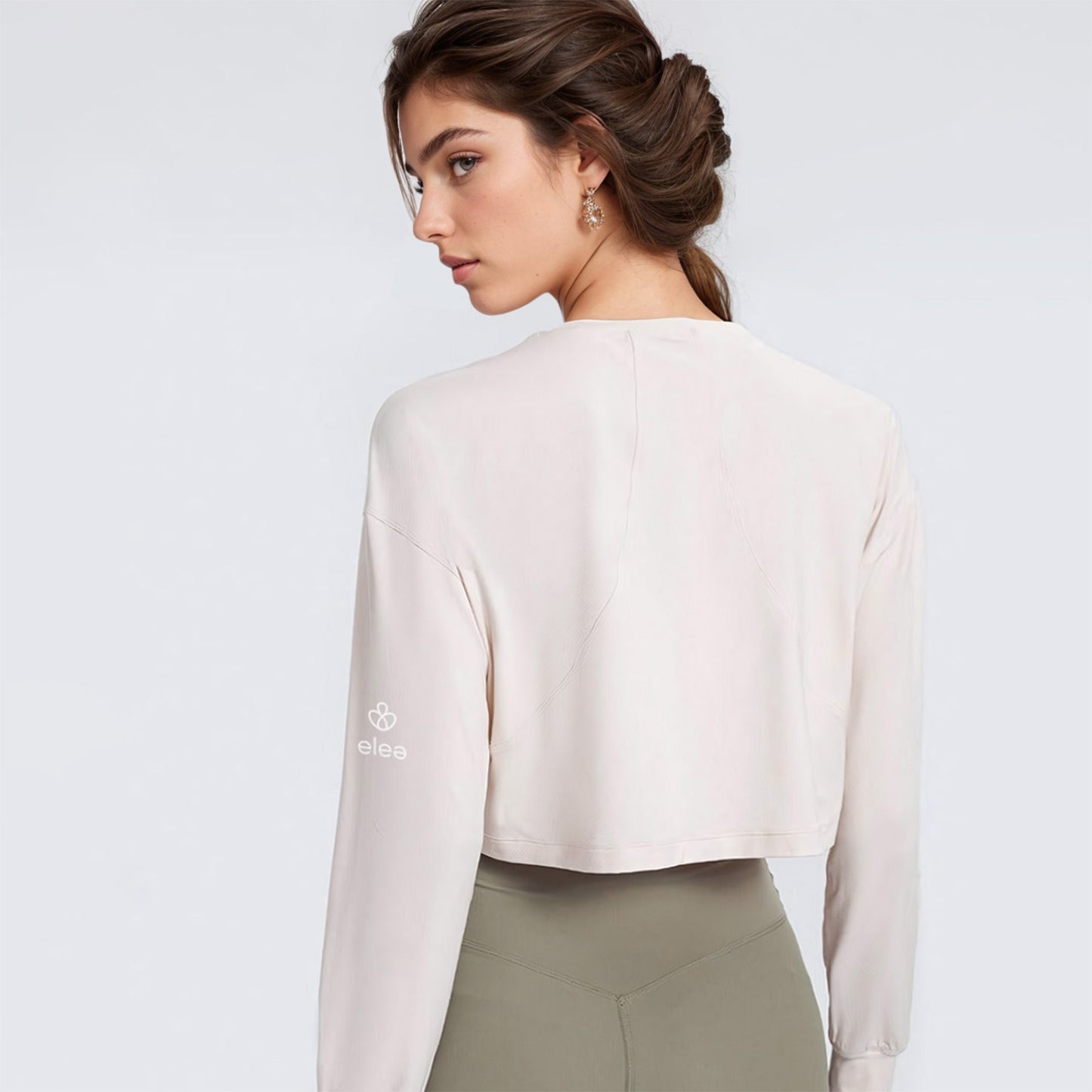Jacquard Long Sleeve Crop T-shirt