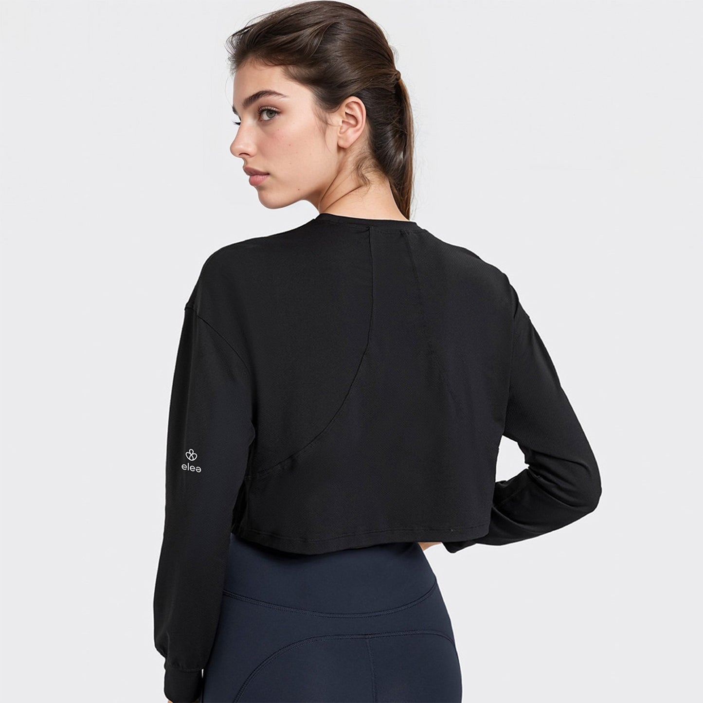 Jacquard Long Sleeve Crop T-shirt