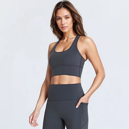 elea cross back bra - ink gray
