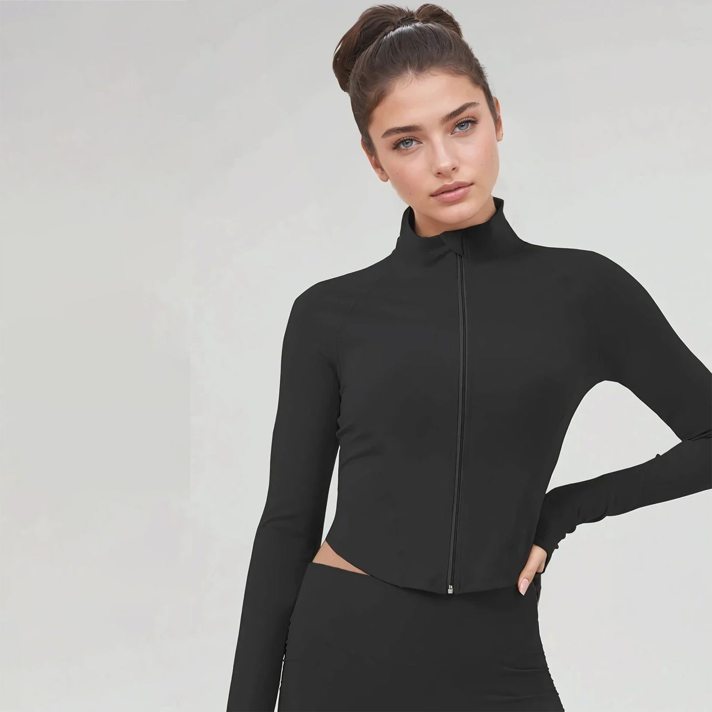 Cropped Track Zip Shirt