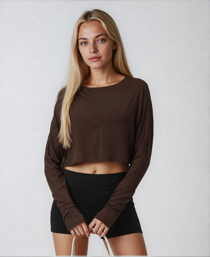 Soft Long Sleeved Crop T-Shirt