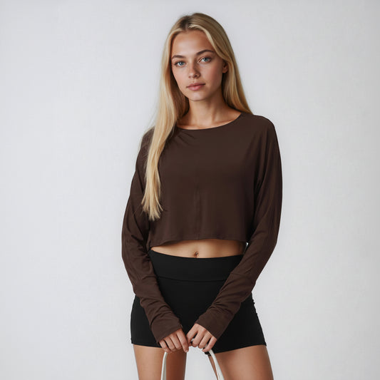 Soft Long Sleeved Crop T-Shirt