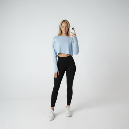 modal softest crop tshirt in sky blue