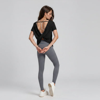 Semi-sheer Twist-back T-Shirt