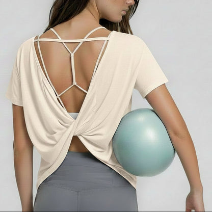 Semi-sheer Twist-back T-Shirt