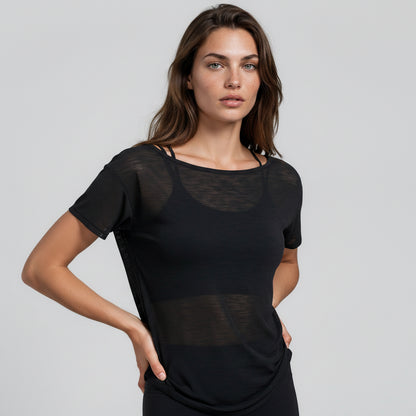 Semi-sheer Twist-back T-Shirt