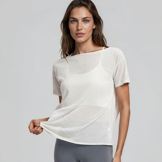 Semi-sheer Twist-back T-Shirt