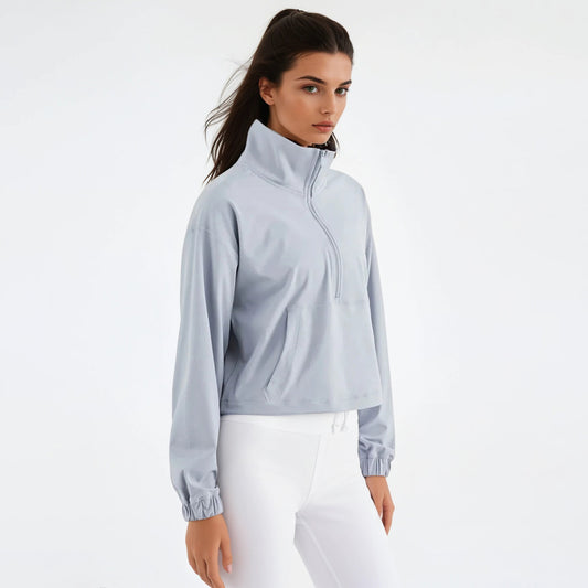 High-Collar Half Zip Jacket