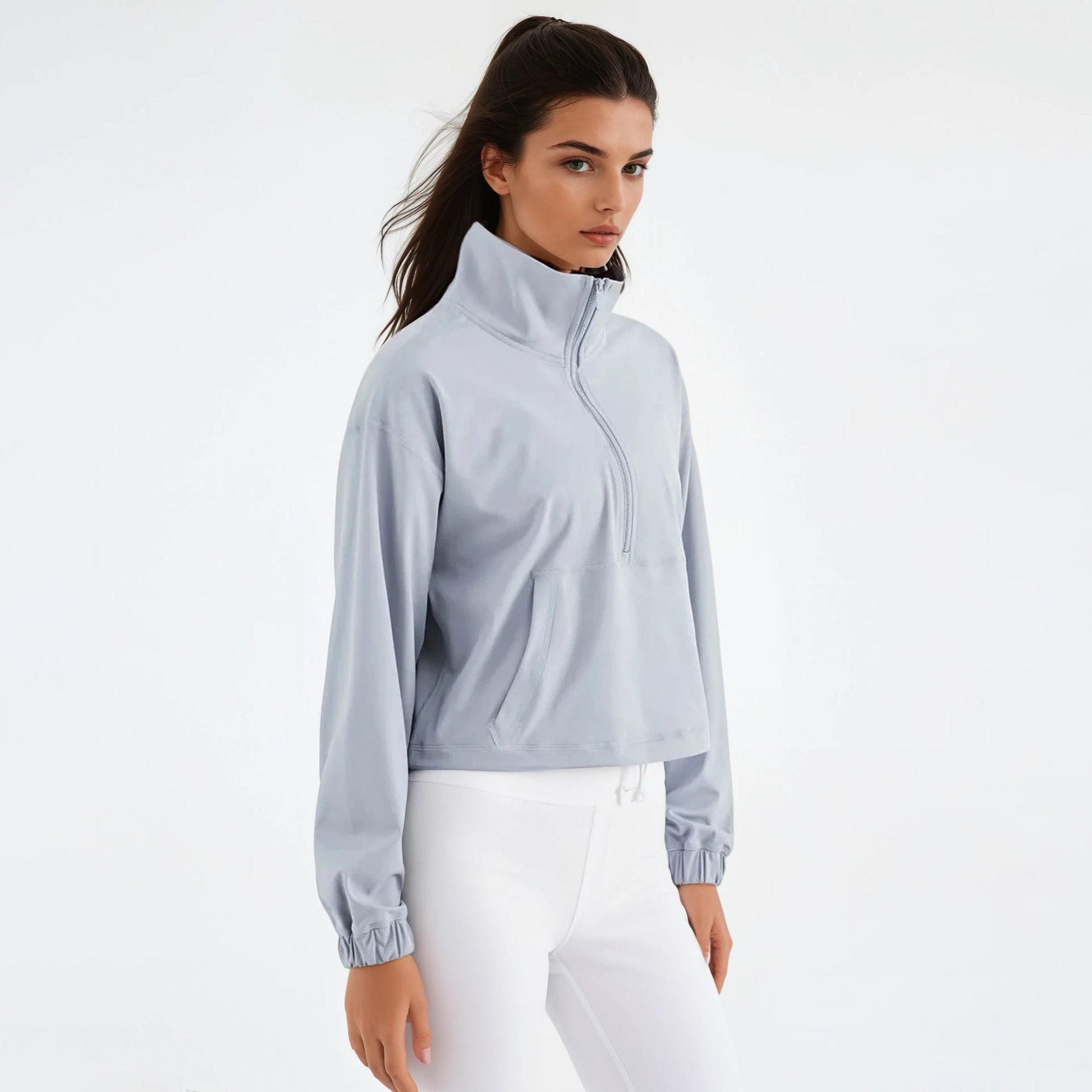 elea high collar jacket in gray