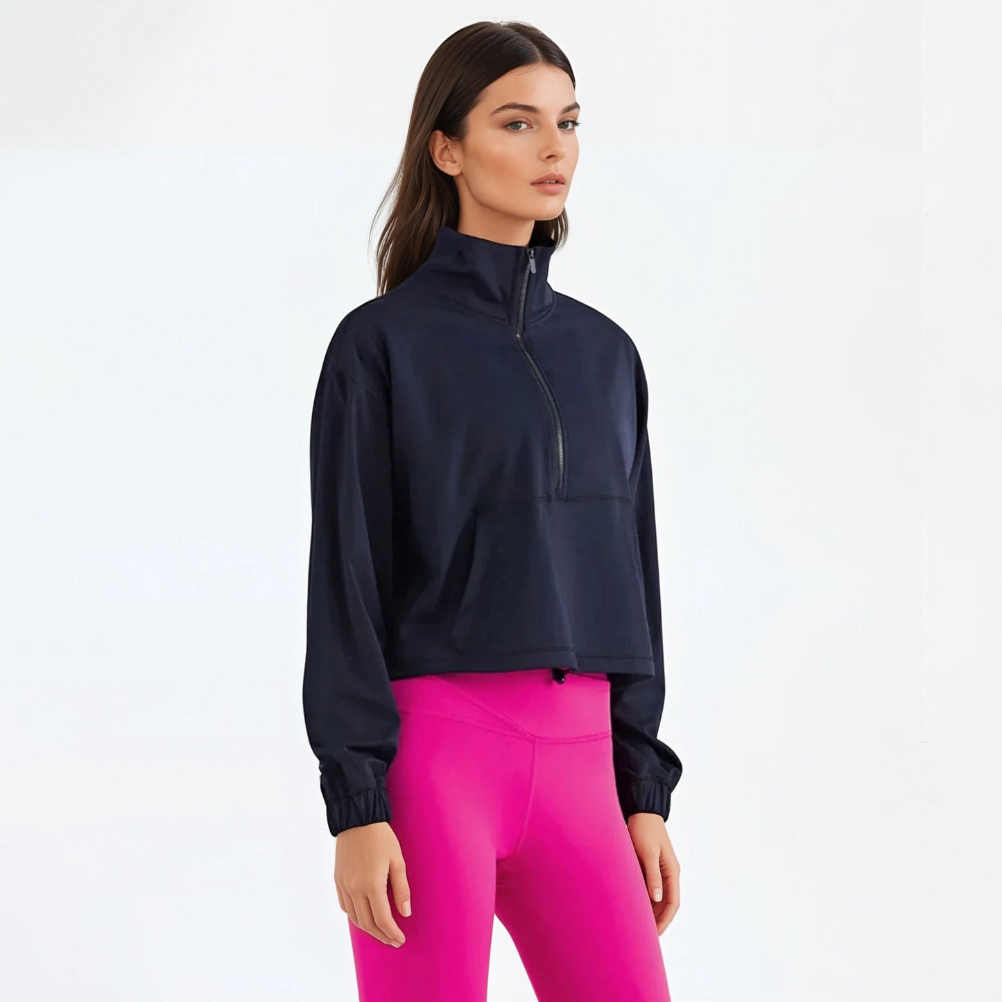 High-Collar Half Zip Jacket
