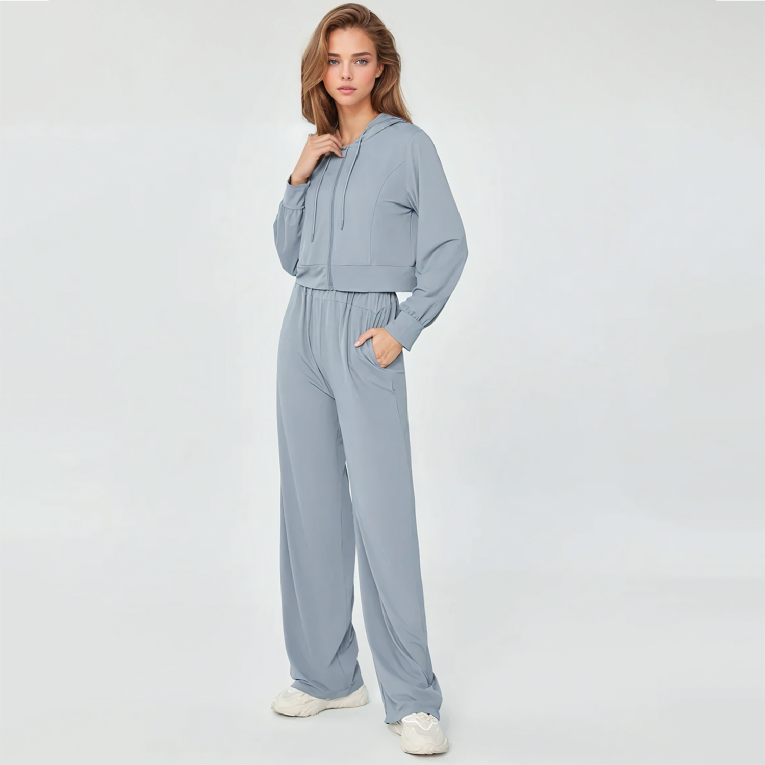 elea mesh joggers set in sky blue
