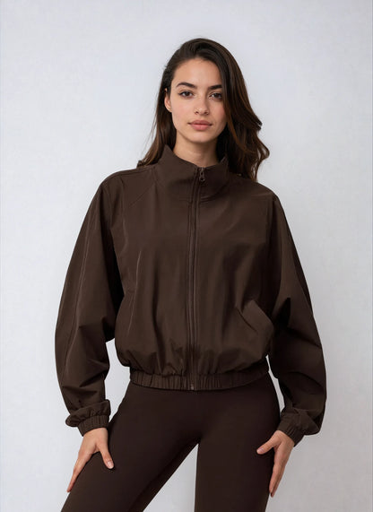 Elea Zip Jacket in Coffee Brown