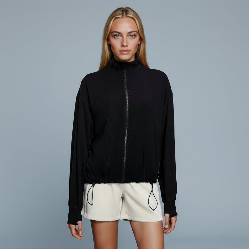 Full Zip Lightweight Drawstring Jacket
