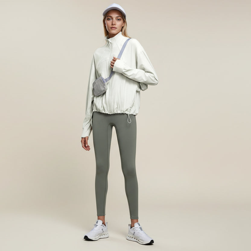 Full Zip Lightweight Drawstring Jacket