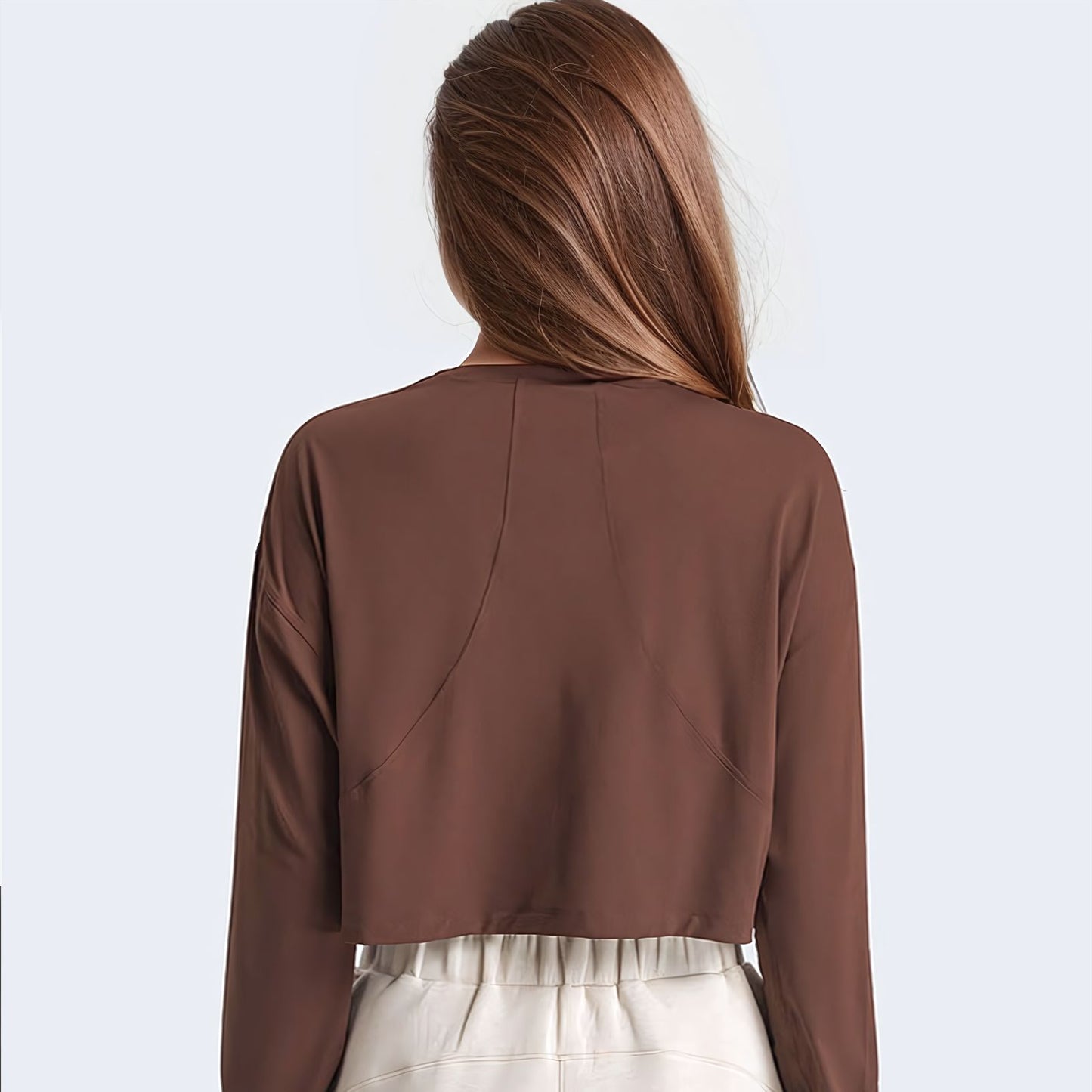 Jacquard Long Sleeve Crop T-shirt