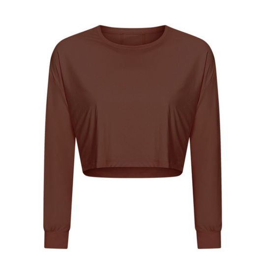 Jacquard Long Sleeve Crop T-shirt