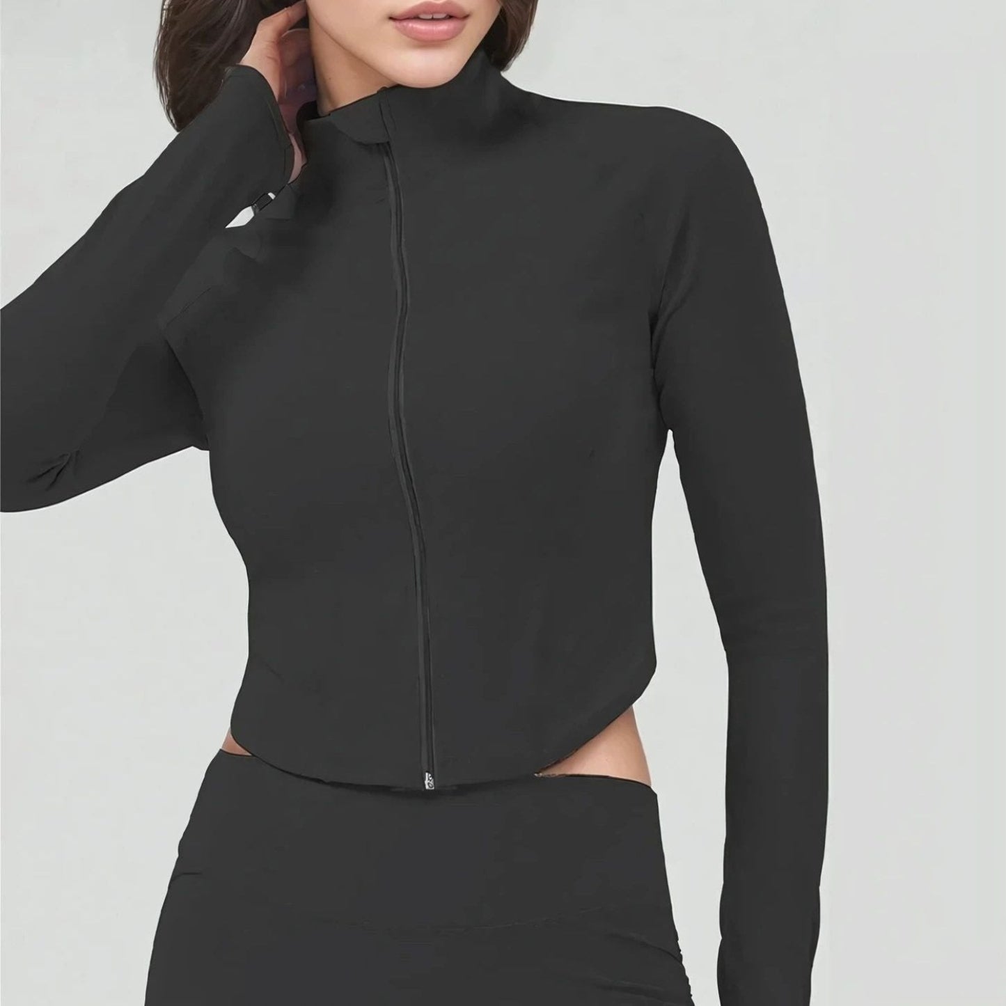 Cropped Track Zip Shirt
