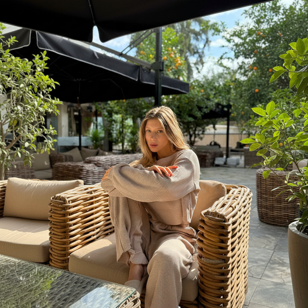 elea waffle crop pullover