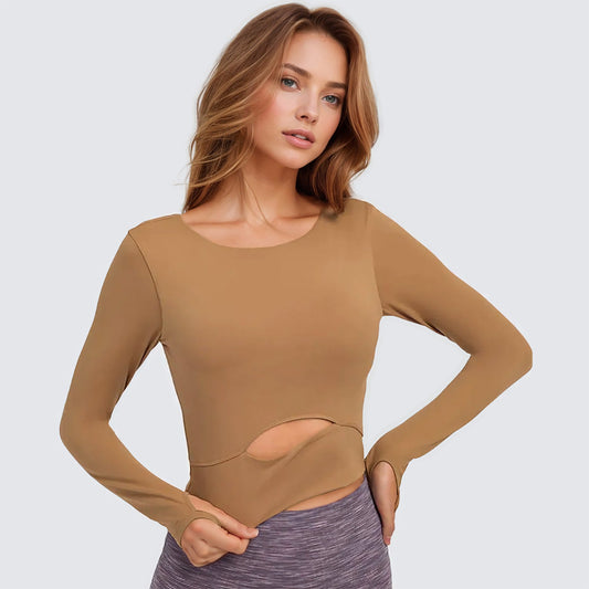Long Sleeves Compression Cut-Out T-Shirt